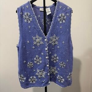 White Stag blue snowflake sweater vest